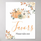 秋のフローラカボチャ赤ちゃんシャワーの好意 ポスター (正面)