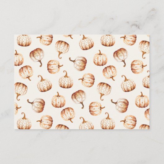 秋のフローラカボチャ赤ちゃんシャワー アドバイスカード (裏面)