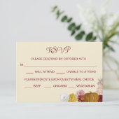 秋のフローラカボチャRSVPカード セーブザデート (スタンド正面)