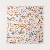 秋のフローラシームレスなパターン。ブラジャー・ドードル・プラント タペストリー (正面(横))