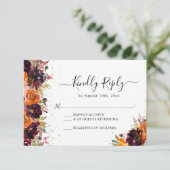 秋のフローラテラコッタウェディングRSVP エンクロージャーカード (スタンド正面)