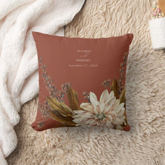 秋のフローラテラコッタウォーターカラー秋の結婚式 クッション (ブランケット)