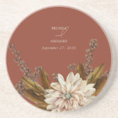 秋のフローラテラコッタウォーターカラー秋の結婚式 コースター (正面)