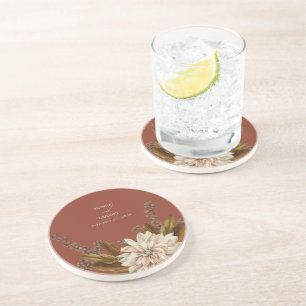 秋のフローラテラコッタウォーターカラー秋の結婚式 コースター