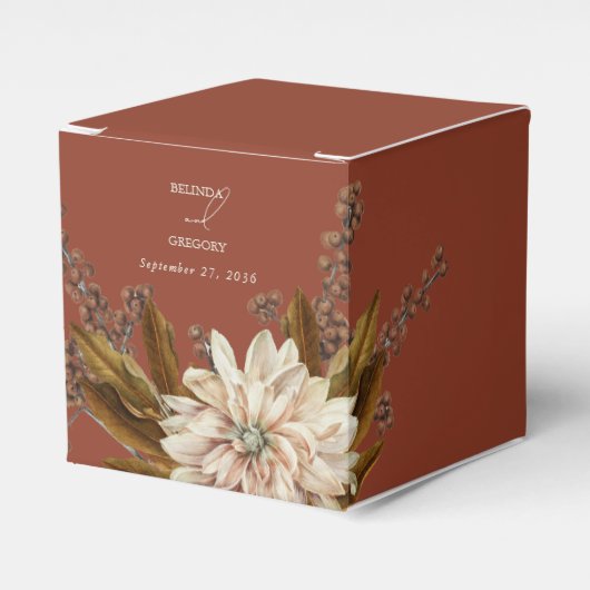 秋のフローラテラコッタウォーターカラー秋の結婚式 フェイバーボックス (正面サイド)