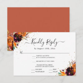 秋のフローラテラコッタ結婚の反応 エンクロージャーカード