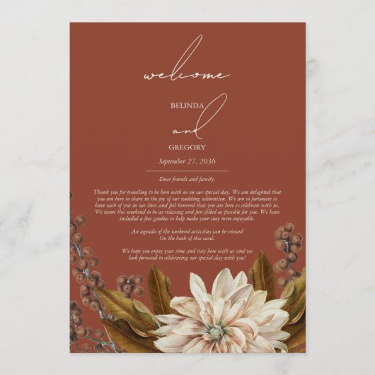 秋のフローラテラコッタ結婚の旅程 プログラム (正面)