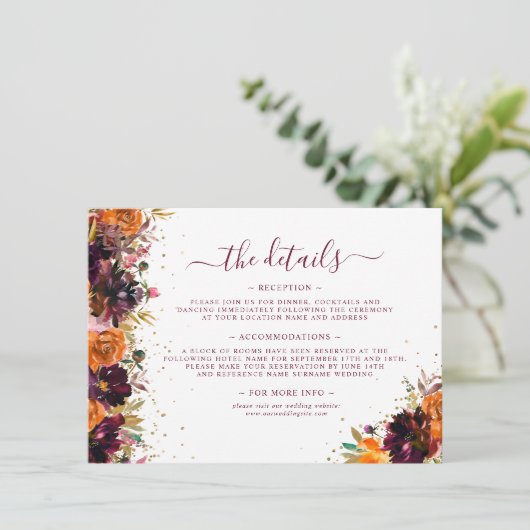 秋のフローラテラコッタ結婚の詳細 エンクロージャーカード (スタンド正面)