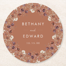 秋のフローラテラコッタ結婚ズ ラウンドペーパーコースター