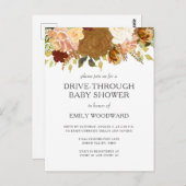 秋のフローラドライブスルー赤ちゃんシャワー招待状 ポストカード (正面/裏面)