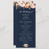 秋のフローラネイビーブルーウェディングプログラム プログラム (正面/裏面)