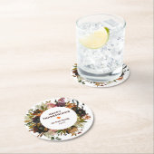 秋のフローラハッピーサンクスギビング ラウンドペーパーコースター (インサイチュ)