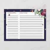 秋のフローラバラ金ゴールドブライダルシャワーレシピカード ポストカード (裏面)