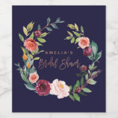 秋のフローラバラ金ゴールドブライダルシャワー ワインラベル (シングルラベル)