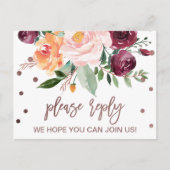 秋のフローラバラ金ゴールドライトメニュー選択RSVP インビテーションポストカード (正面)