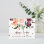 秋のフローラバラ金ゴールドライトメニュー選択RSVP インビテーションポストカード (スタンド正面)