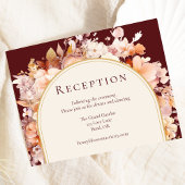 秋のフローラバーガンディークリームウェディングレセプション エンクロージャーカード