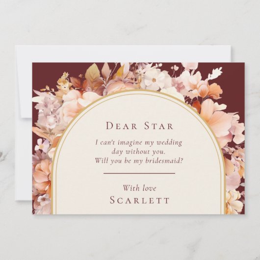 秋のフローラバーガン結婚ディのブライドメイド提案 招待状 (裏面)