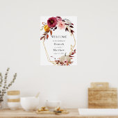 秋のフローラパンプキ結婚ンの歓迎サイン ポスター (キッチン)