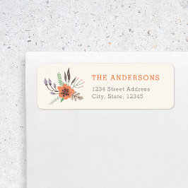 秋のフローラパーソナライズされたファミリー差出人住所 ラベル