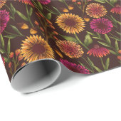 秋のフローラヒマワリの森オンブラウン ラッピングペーパー (ロールコーナー)
