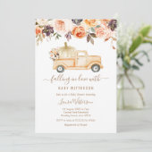 秋のフローラピーチトラックカボチャ赤ちゃんシャワー 招待状 (スタンド正面)