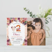 秋のフローラフクロウ誕生日 招待状 (スタンド正面)