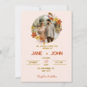 秋のフローラフレームフォト結婚式招待状 招待状 (正面)