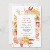 秋のフローラフレームブライダルシャワー招待 招待状 (正面)