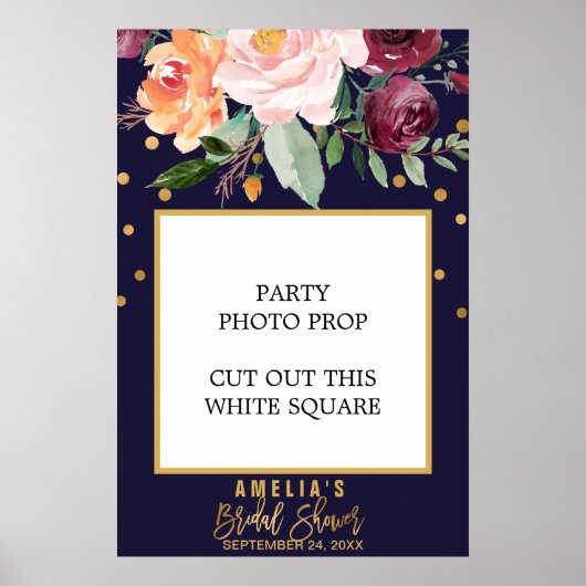 秋のフローラブライダルシャワーフォトプロップフレーム ポスター (正面)