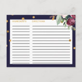 秋のフローラブライダルシャワーレシピカード ポストカード (裏面)