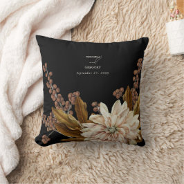 秋のフローラブラックウォーターカラー秋の結婚式 クッション