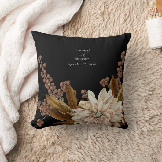 秋のフローラブラックウォーターカラー秋の結婚式 クッション (ブランケット)