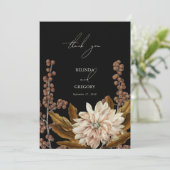 秋のフローラブラックウォーターカラー秋の結婚式 サンキューカード (スタンド正面)
