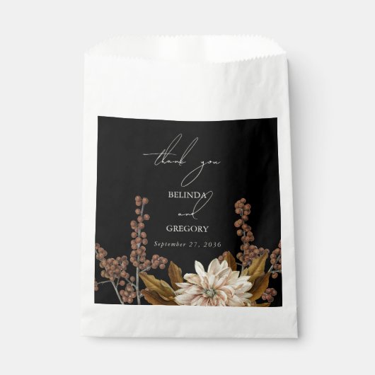 秋のフローラブラックウォーターカラー秋の結婚式 フェイバーバッグ (正面)