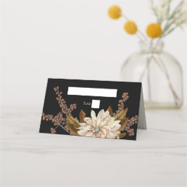 秋のフローラブラックウォーターカラー秋の結婚式 プレイスカード