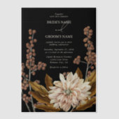 秋のフローラブラックウォーターカラー秋の結婚式 ベラム紙招待状 (正面)