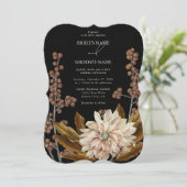 秋のフローラブラックウォーターカラー秋の結婚式 招待状 (スタンド正面)