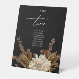 秋のフローラブラック秋の結婚式テーブル番号 台座サイン