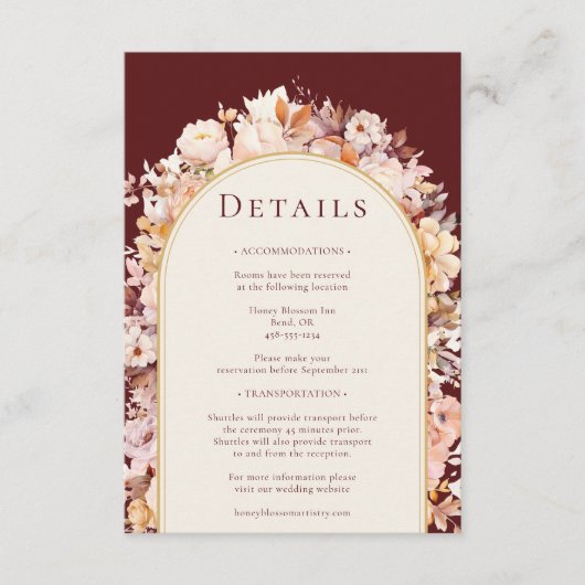 秋のフローラブルガンディクリームアー結婚チの詳細 エンクロージャーカード (正面)