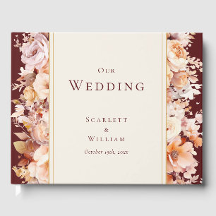 秋のフローラブルガンディ結婚クリーム ゲストブック