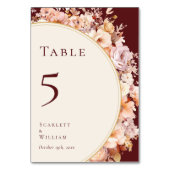 秋のフローラブルガンディ結婚クリーム テーブルナンバー (正面)