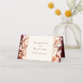 秋のフローラブルガンディ結婚クリーム プレイスカード (裏面)