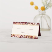 秋のフローラブルガンディ結婚クリーム プレイスカード (正面)