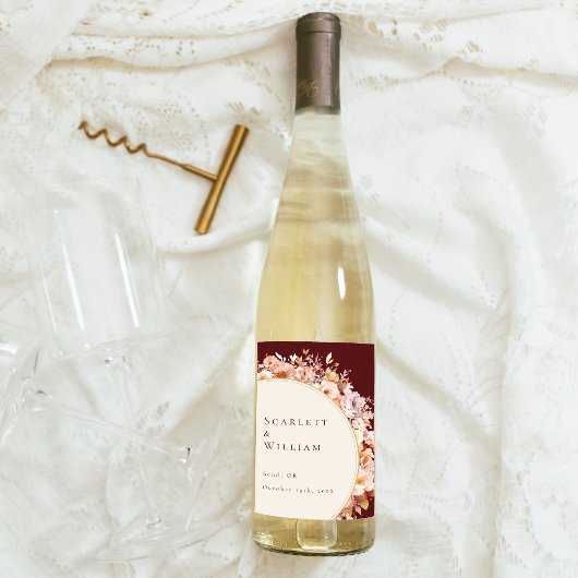 秋のフローラブルガンディ結婚クリーム ワインラベル