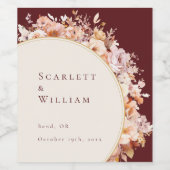 秋のフローラブルガンディ結婚クリーム ワインラベル (シングルラベル)