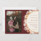 秋のフローラブルゴーニュ横型結婚写真 招待状 (正面)