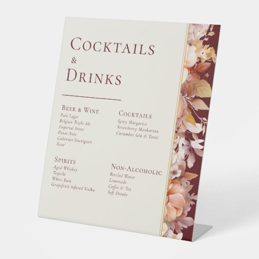 秋のフローラブルゴーニュ結婚ークリームズドリンクバー 台座サイン (正面)