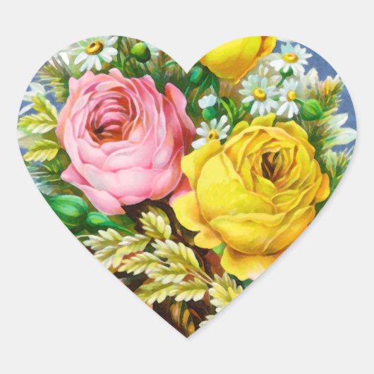 秋のフローラブーケウォータカラー ハートシール (正面)