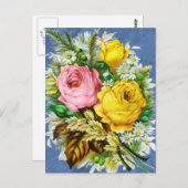 秋のフローラブーケウォータカラー ポストカード (正面/裏面)